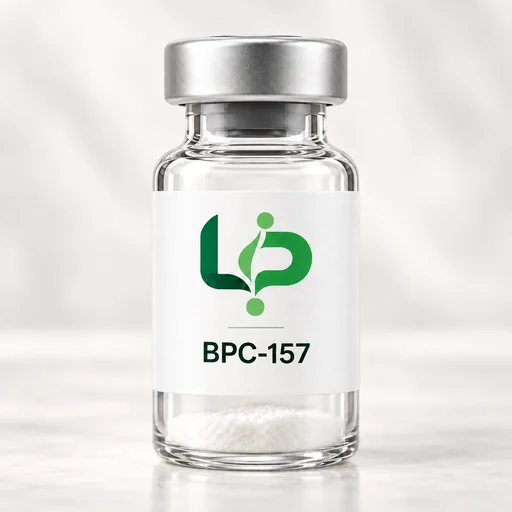 BPC-157, powder, reviewed representative appearance; fill is illustrative